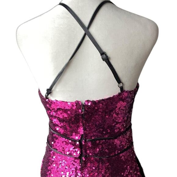 Hot Pink Sequin Mini Dress Women 5 Party Cocktail Clubwear Fit & Flare Prom Hoco - Picture 11 of 16